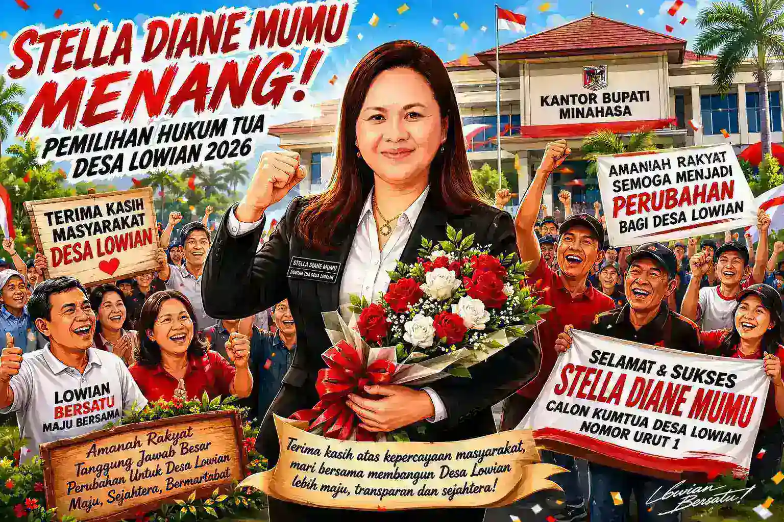 Stella Diane Mumu Menang Pilhut Desa Lowian