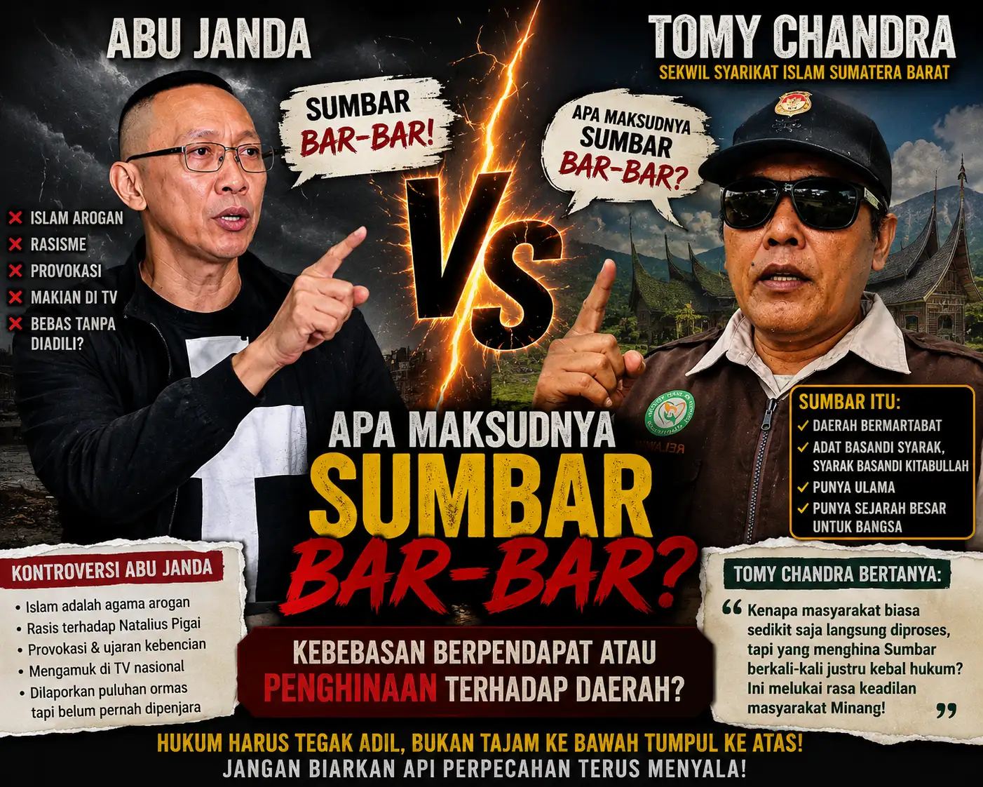 “ABU JANDA: MENGAPA TAK ADA YANG BERANI MENGADILINYA?”  Tomy Chandra Sekwil Syarikat Islam Sumatera Barat Pertanyakan Maksud Sebutan “Bar-Bar” untuk Sumbar