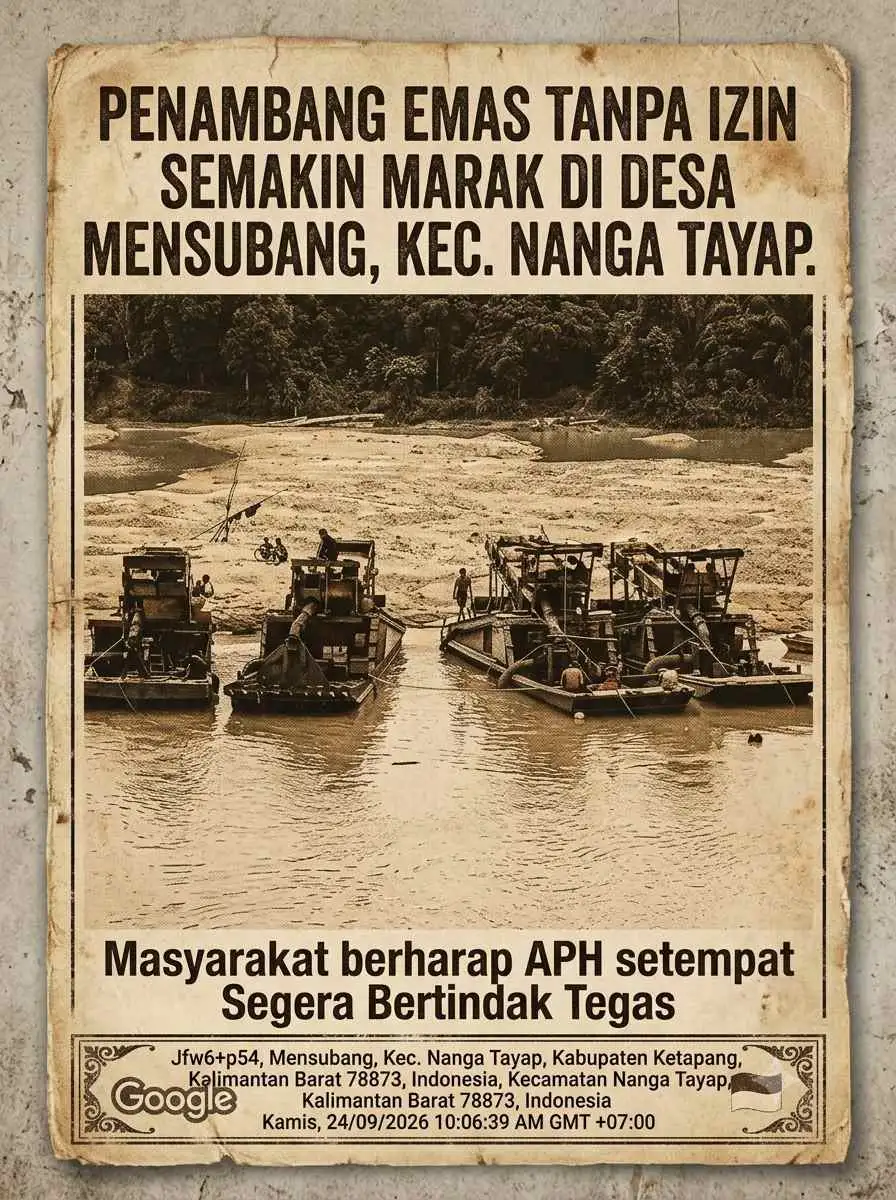 Laju PETI di Sungai Mensubang Kian Masif, Masyarakat Nanga Tayap Desak APH Turun Tangan