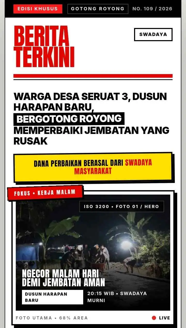 Jembatan Baru dibangun 14 November 2023 dan hancur dalam hitungan bulan, warga pertanyakan transparansi Dana Desa dan desak APH periksa Kepala Desa Seruat Tiga