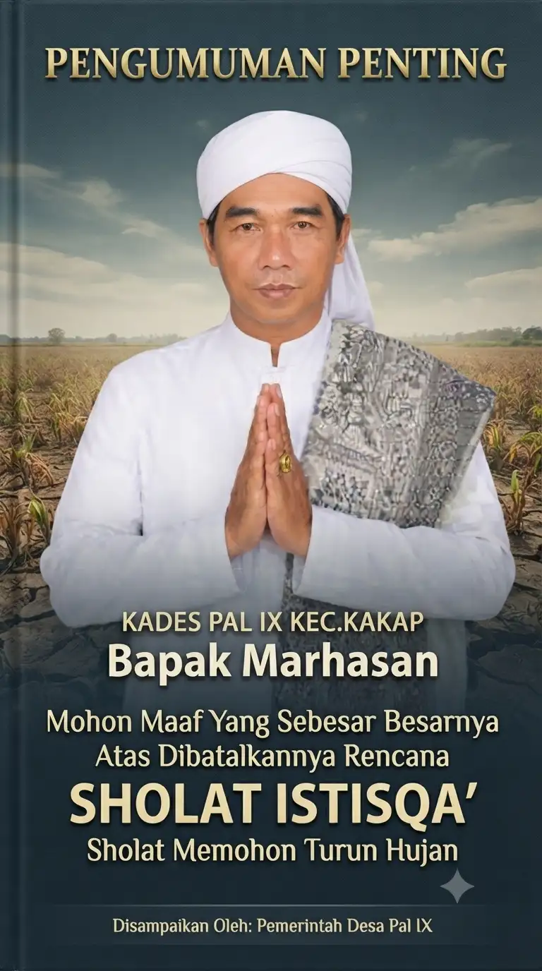PEMERINTAH DESA PAL SEMBILAN RESMI BATALKAN PELAKSANAAN SHOLAT ISTISQA’ USAI WILAYAH DIGUYUR HUJAN