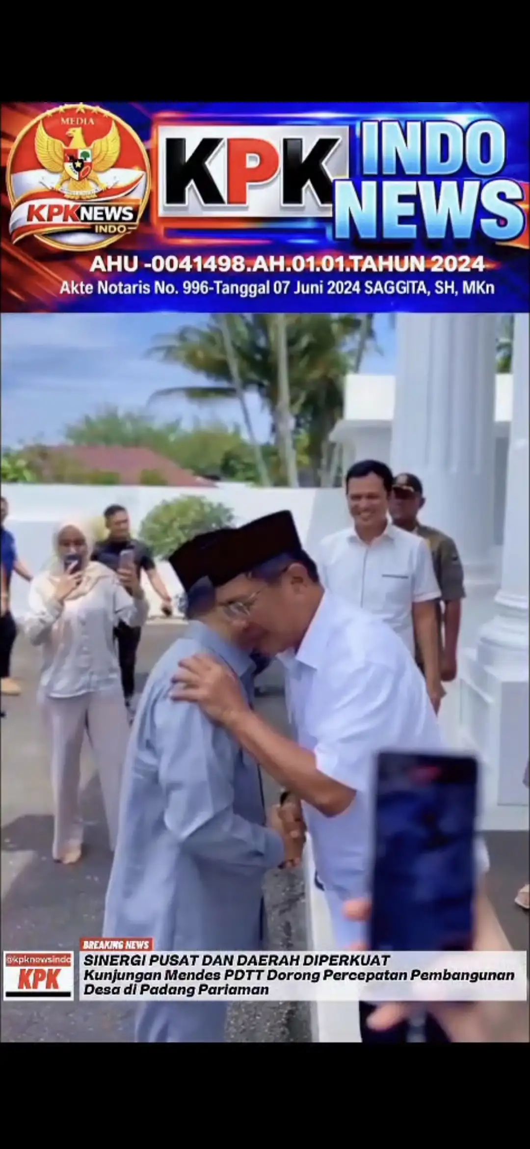   SINERGI PUSAT DAN DAERAH DIPERKUAT  Kunjungan Mendes PDTT Dorong Percepatan Pembangunan Desa di Padang Pariaman