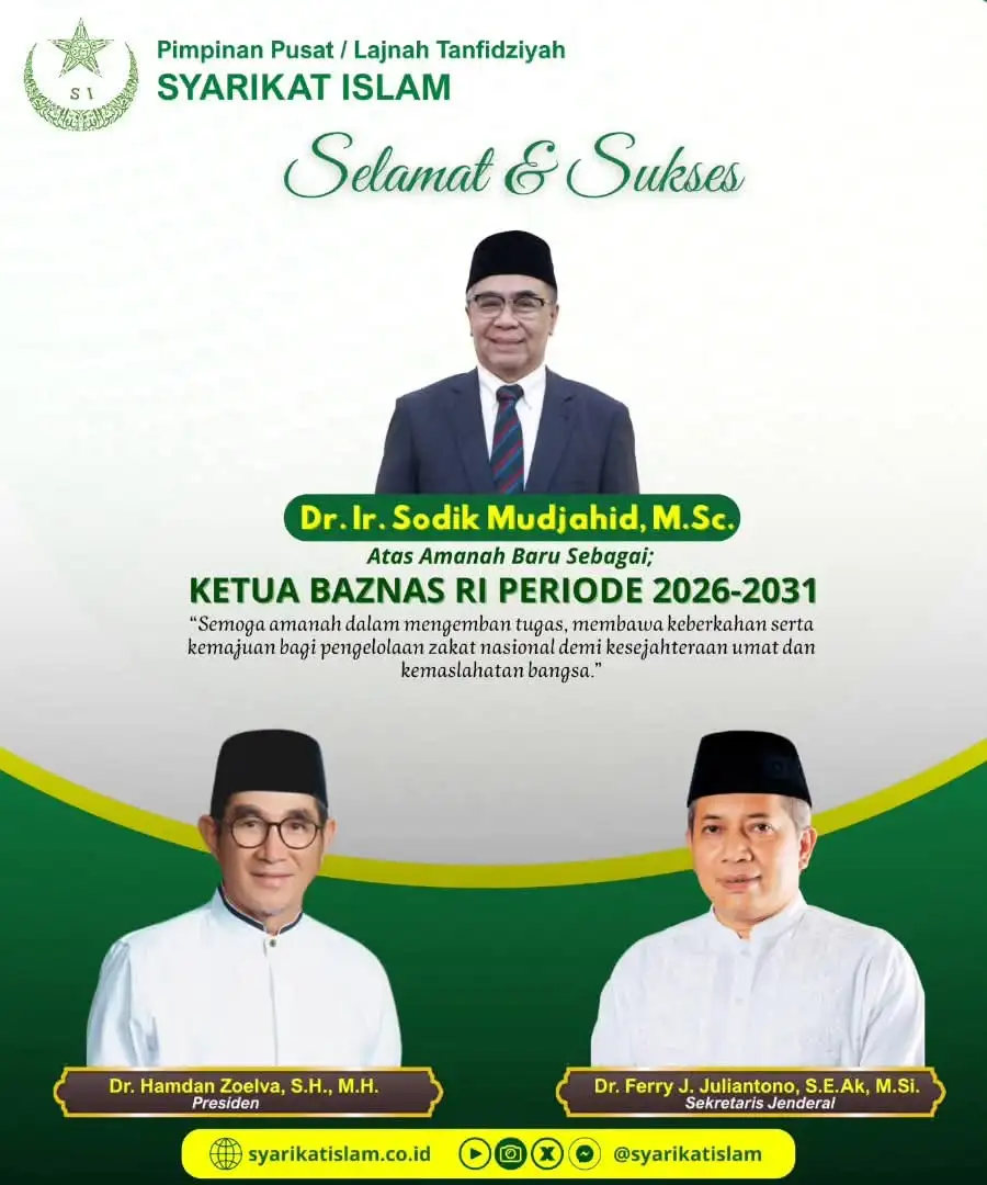 Syarikat Islam Ucapkan Selamat atas Amanah Baru Ketua Baznas RI 2026–2031