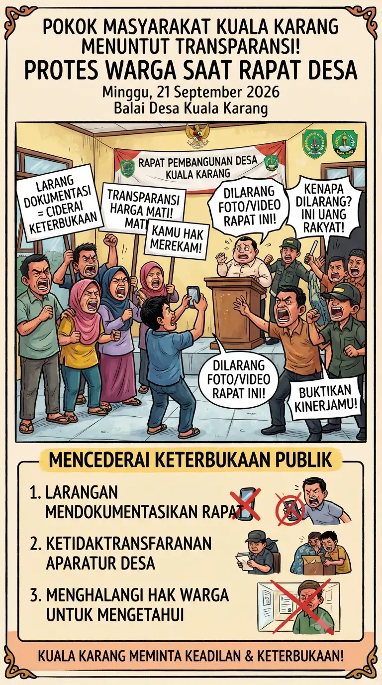 Transparansi Dicederai di Kubu Raya: Pemdes Kuala Karang Larang Warga Rekam Rapat Infrastruktur ?