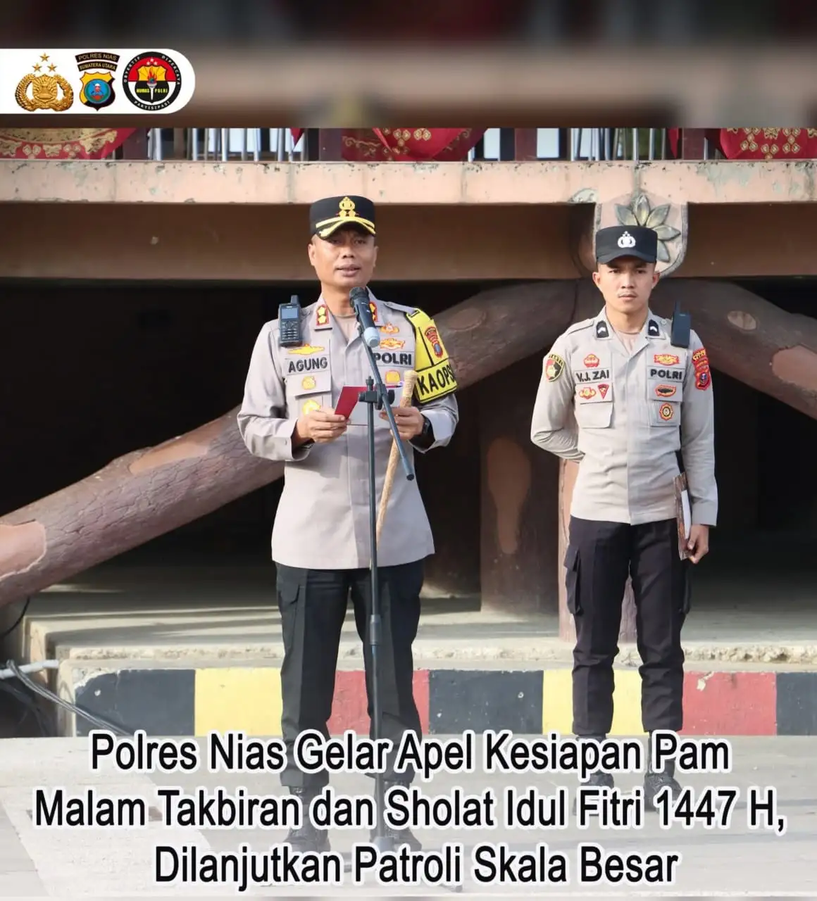 Polres Nias Gelar Apel Kesiapan Pam Malam Takbiran dan Sholat Idul Fitri 1447 H, Dilanjutkan Patroli Skala Besar