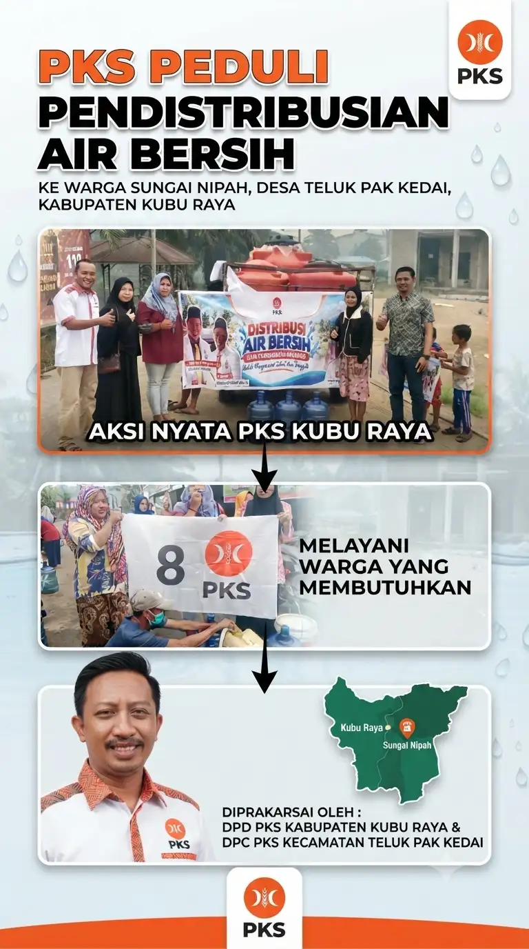 PKS Kubu Raya dan DPC Teluk Pakedai Salurkan Air Bersih untuk Warga Sungai Nipah di Tengah Krisis Kemarau dan Karhutla