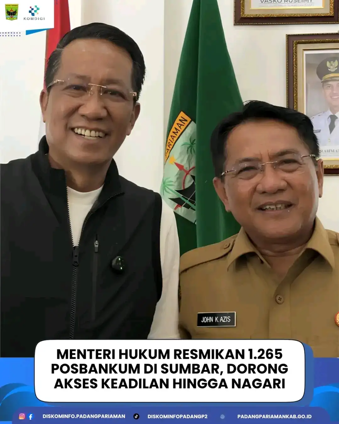 Akses Keadilan Kini Semakin Dekat dengan Masyarakat, Menkum RI Resmikan 1.265 Posbankum di Sumbar hingga Tingkat Nagari
