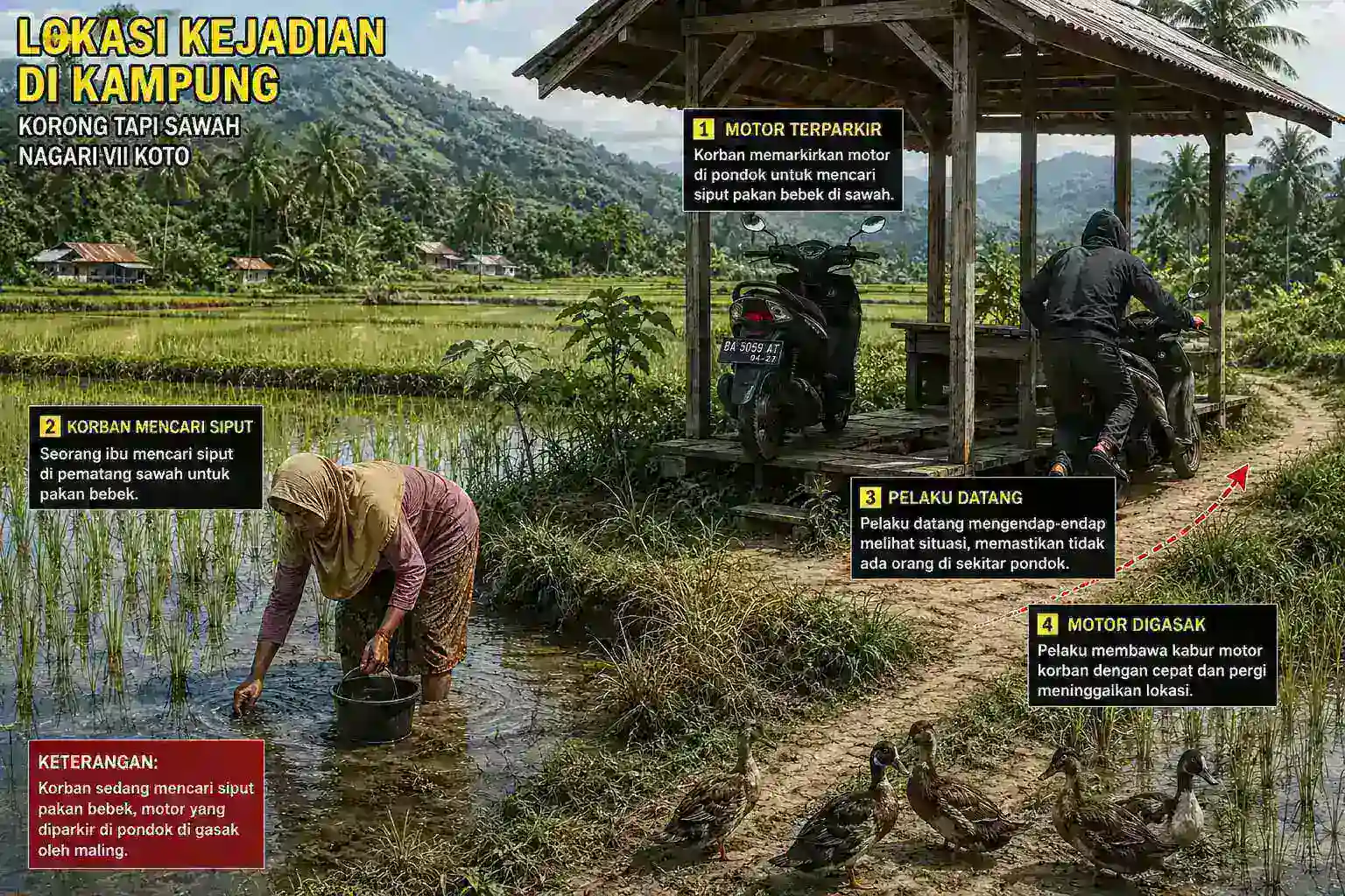 Motor Honda Supra X 125 Milik Ibu Rumah Tangga Digasak Maling Saat Cari Pakan Bebek di Korong Tapi Sawah, VII Koto Padang Pariaman